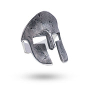 Front view of Spartan Warrior Helmet 925 Sterling Silver Ring showcasing detailed craftsmanship and oxidized silver finish.