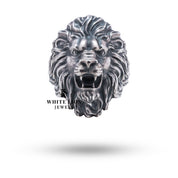 Side view of Roaring Lion 925 Sterling Silver Ring showcasing detailed craftsmanship and oxidized finish