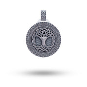 Front view of Tree of Life 925 Sterling Silver Pendant with oxidized finish and intricate motif.