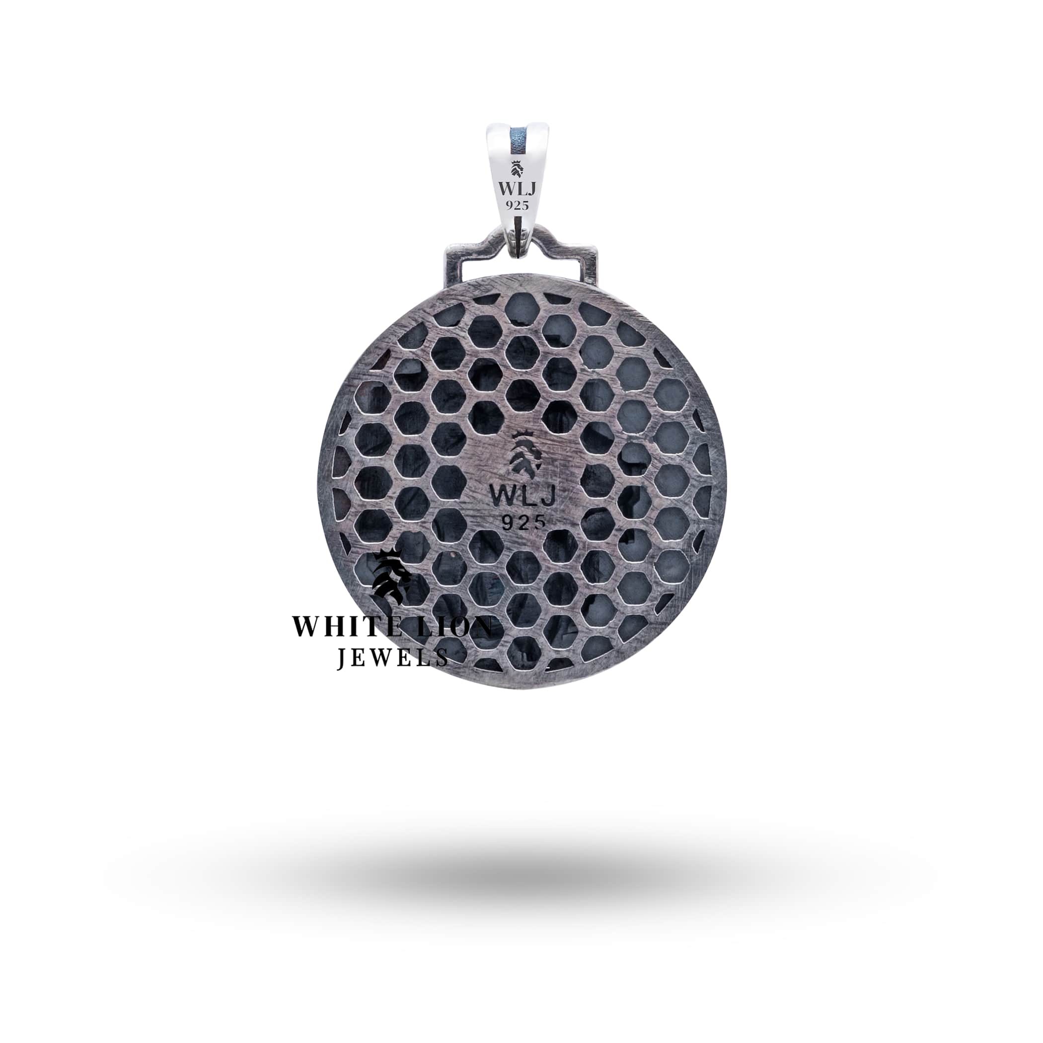 Close-up of African Lion King 925 Sterling Silver Pendant detailing the handcrafted lion motif