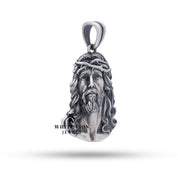 Side view of Jesus Relief 925 Sterling Silver Pendant highlighting artisanal craftsmanship