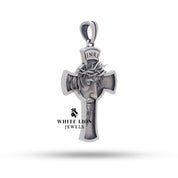 Side view of Jesus Cross Pendant made in 925 sterling silver showcasing its elegant design