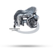 Sterling Silver Ring with Angel Wing Motif