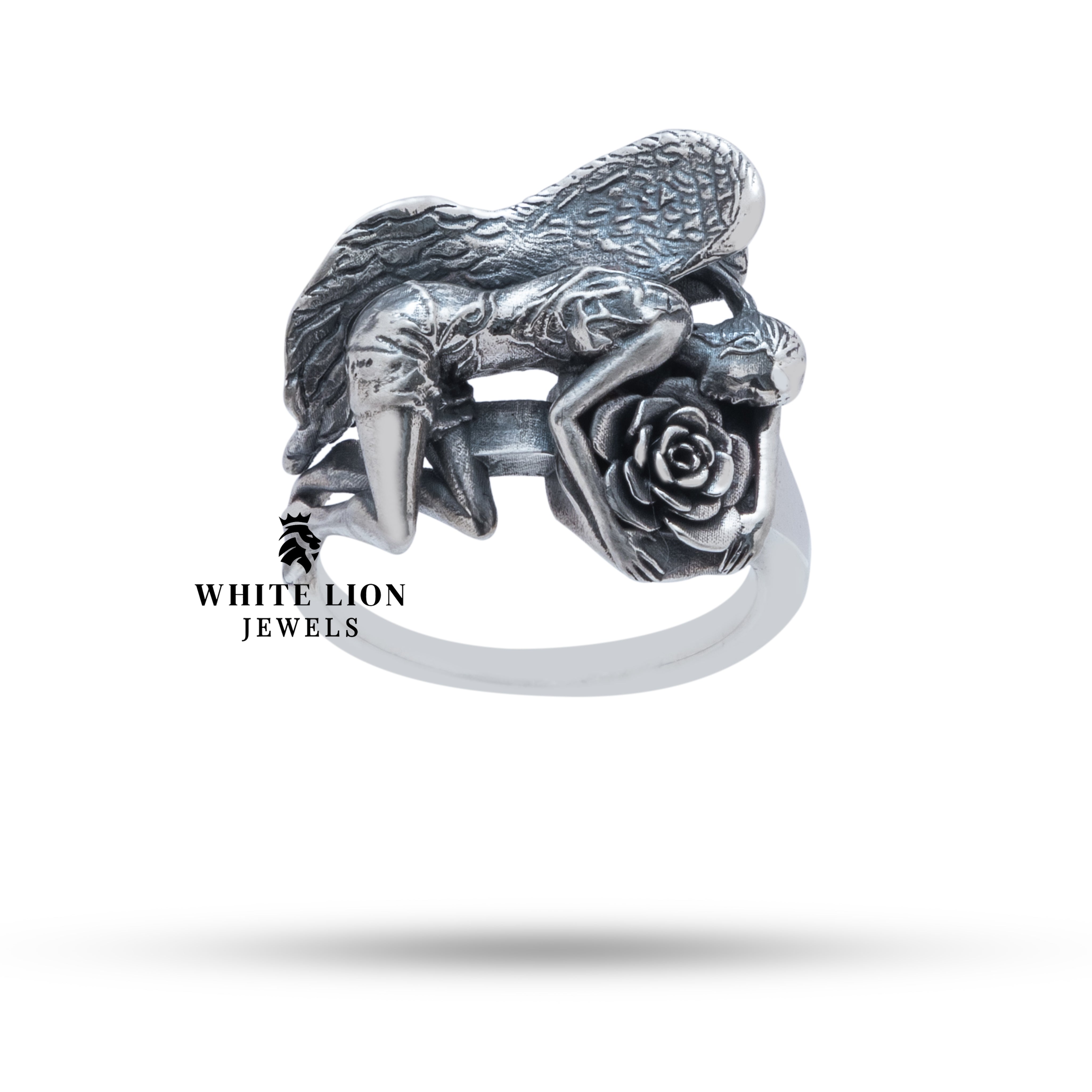 Sterling Silver Ring with Angel Wing Motif