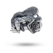 Intricate Angel Wing Design in Oxidized Sterling Silver Ring