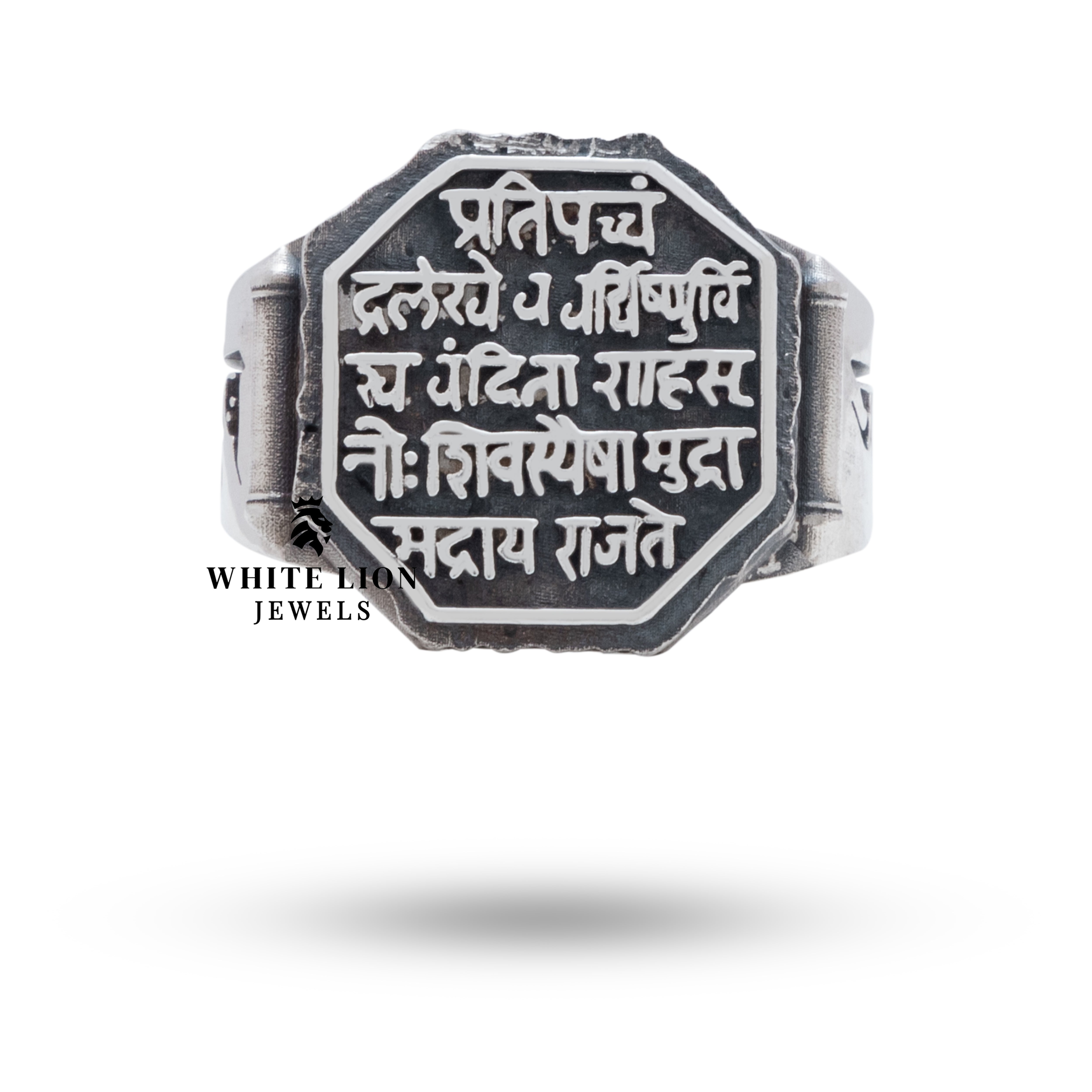 Chhatrapati Shivaji Maharaj Rajmudra 925 Sterling Silver Ring – White ...