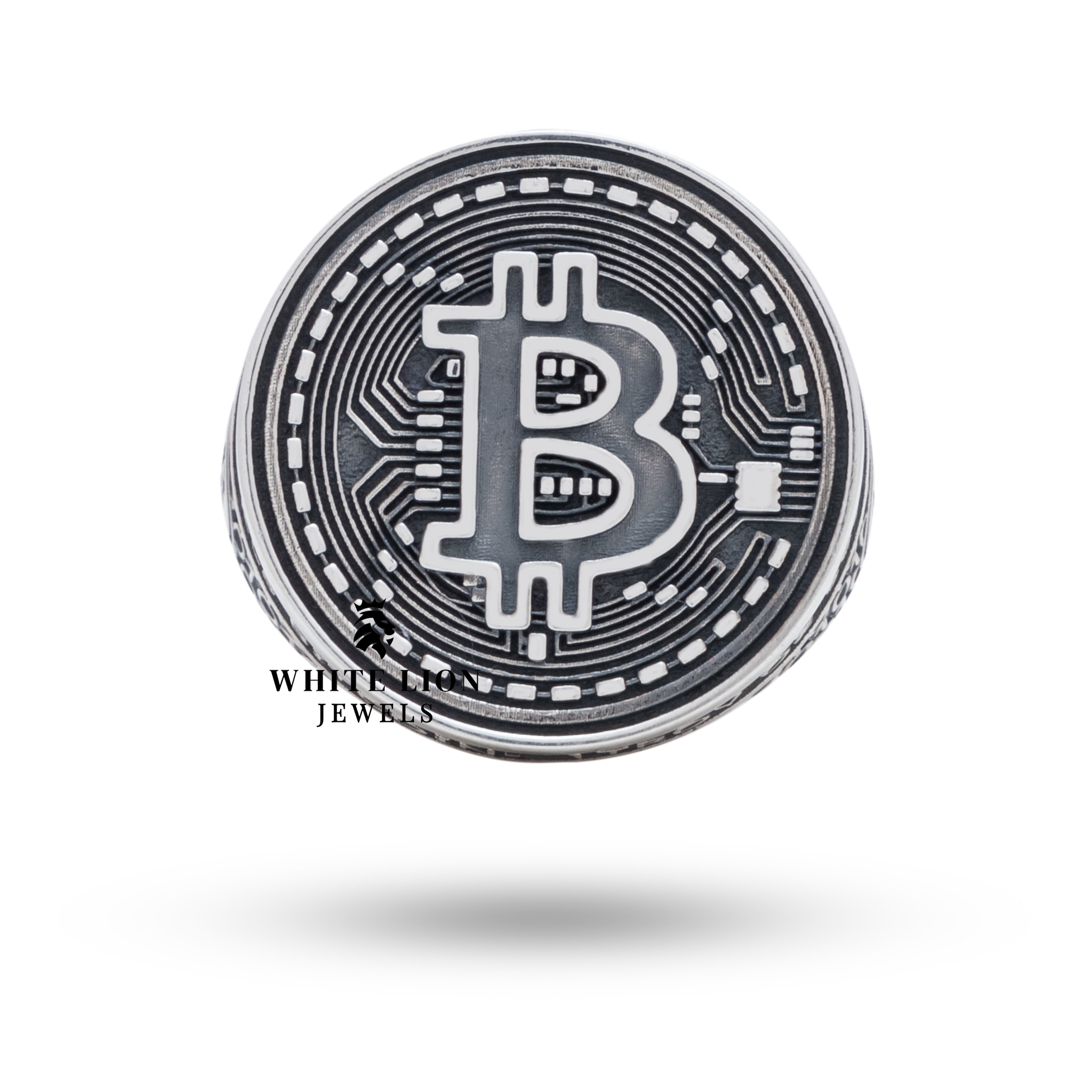 Handcrafted Bitcoin 925 ring showcasing elegant circle design