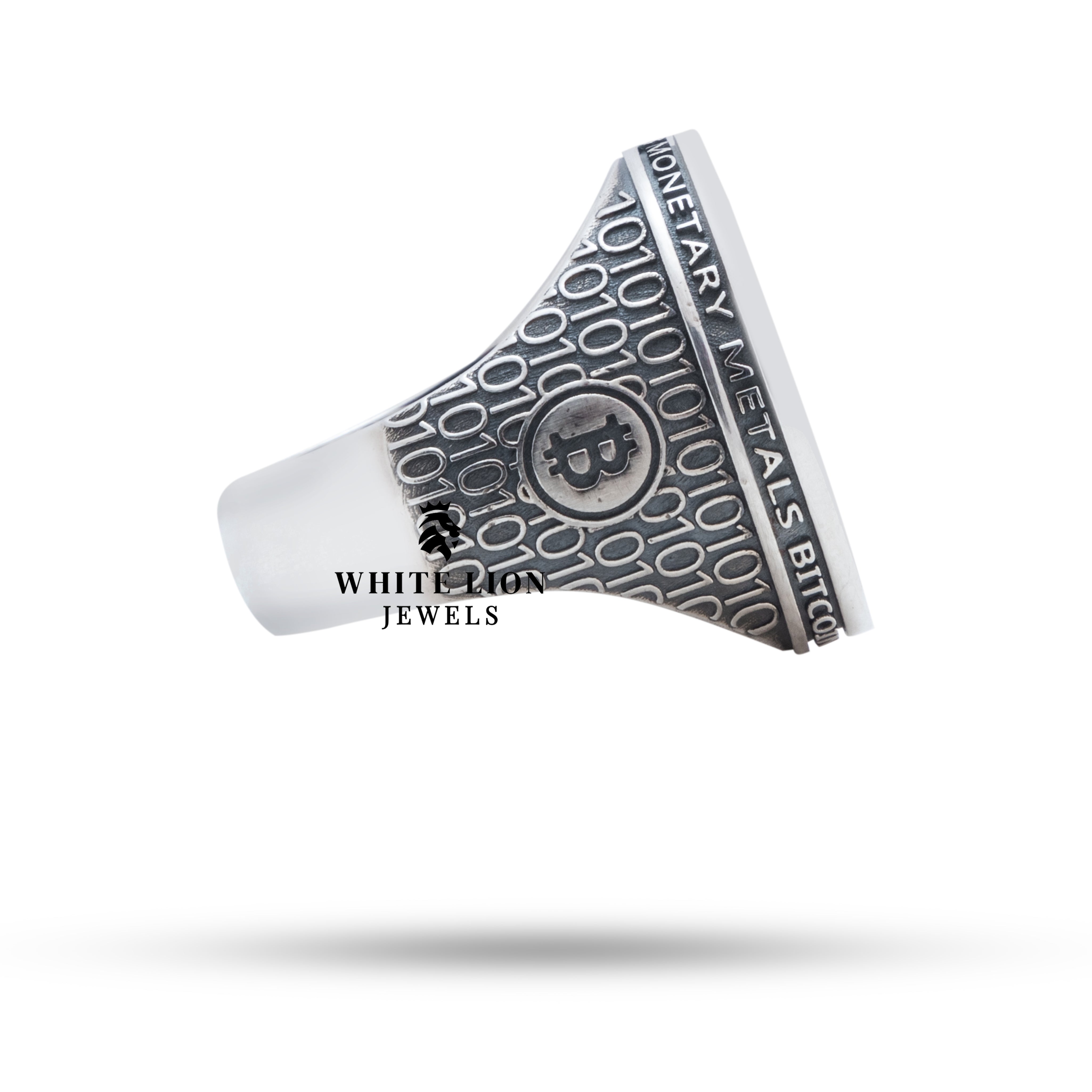 Oxidized Bitcoin ring crafted from 925 Sterling Silver