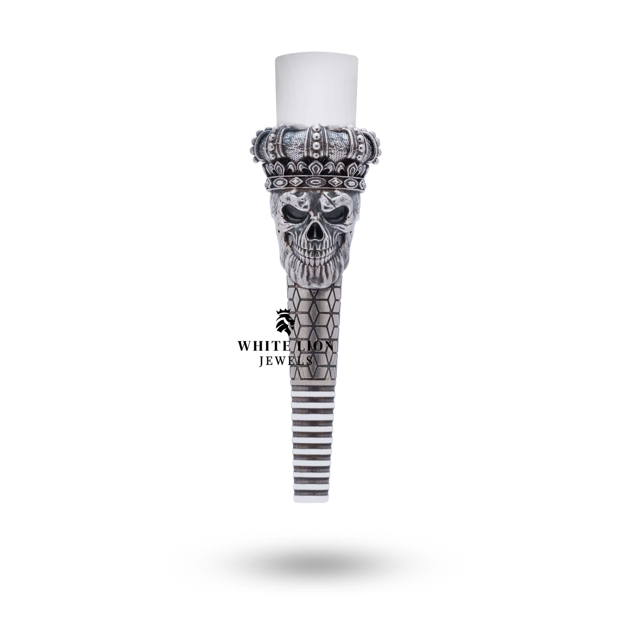 Intricate 925 sterling silver hookah filter featuring oxidized skull motif