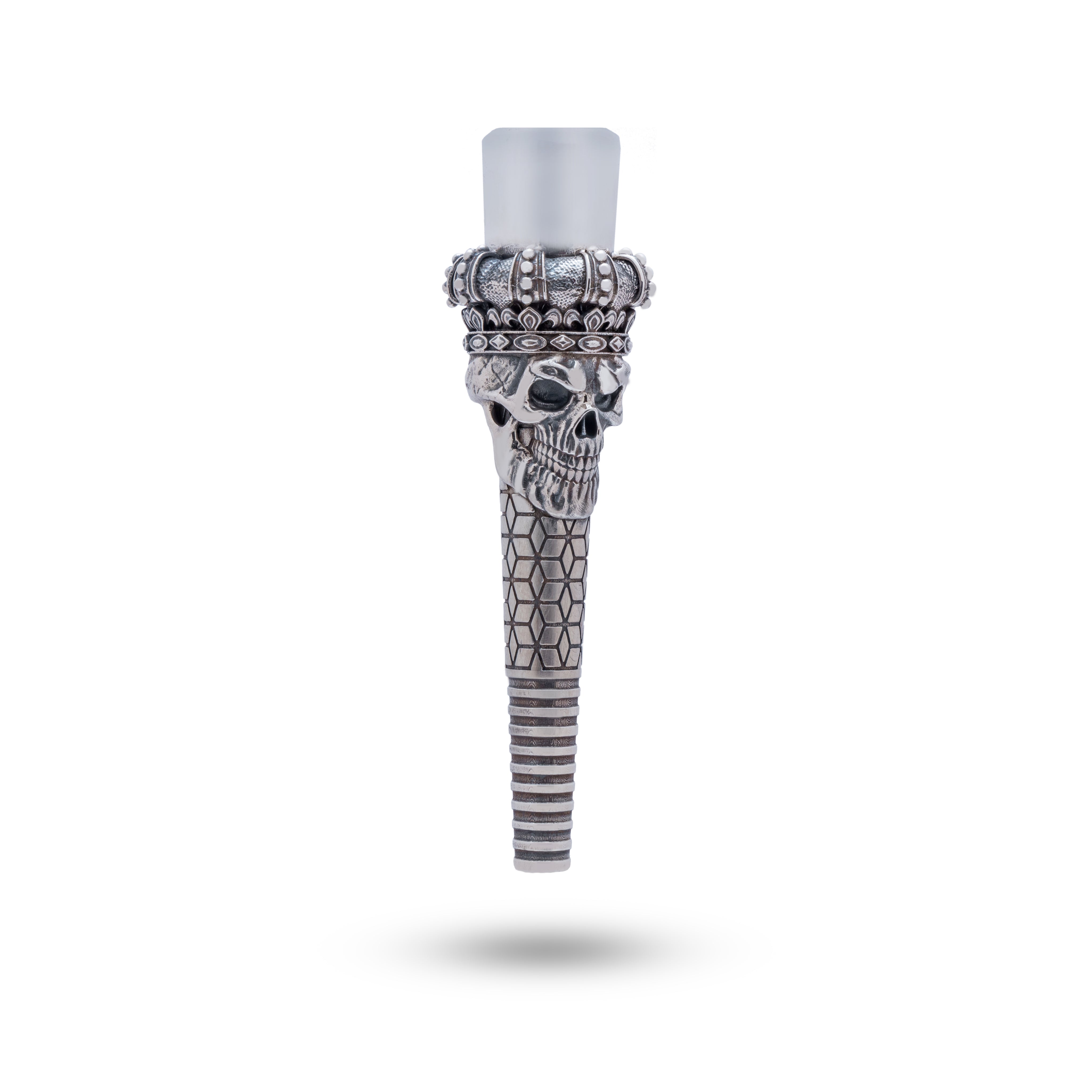 Sterling silver hookah filter with king skull crown design, luxury 925 hookah accessory
