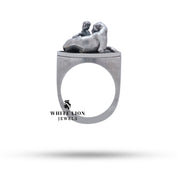 Amazon 925 Sterling Silver Ring angled view, highlighting the clear protective coating.