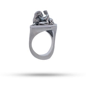 Amazon 925 Sterling Silver Ring with oxidized finish, side profile showcasing the intricate design.