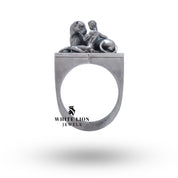 Top view of Amazon 925 Sterling Silver Ring displaying the elegant craftsmanship.