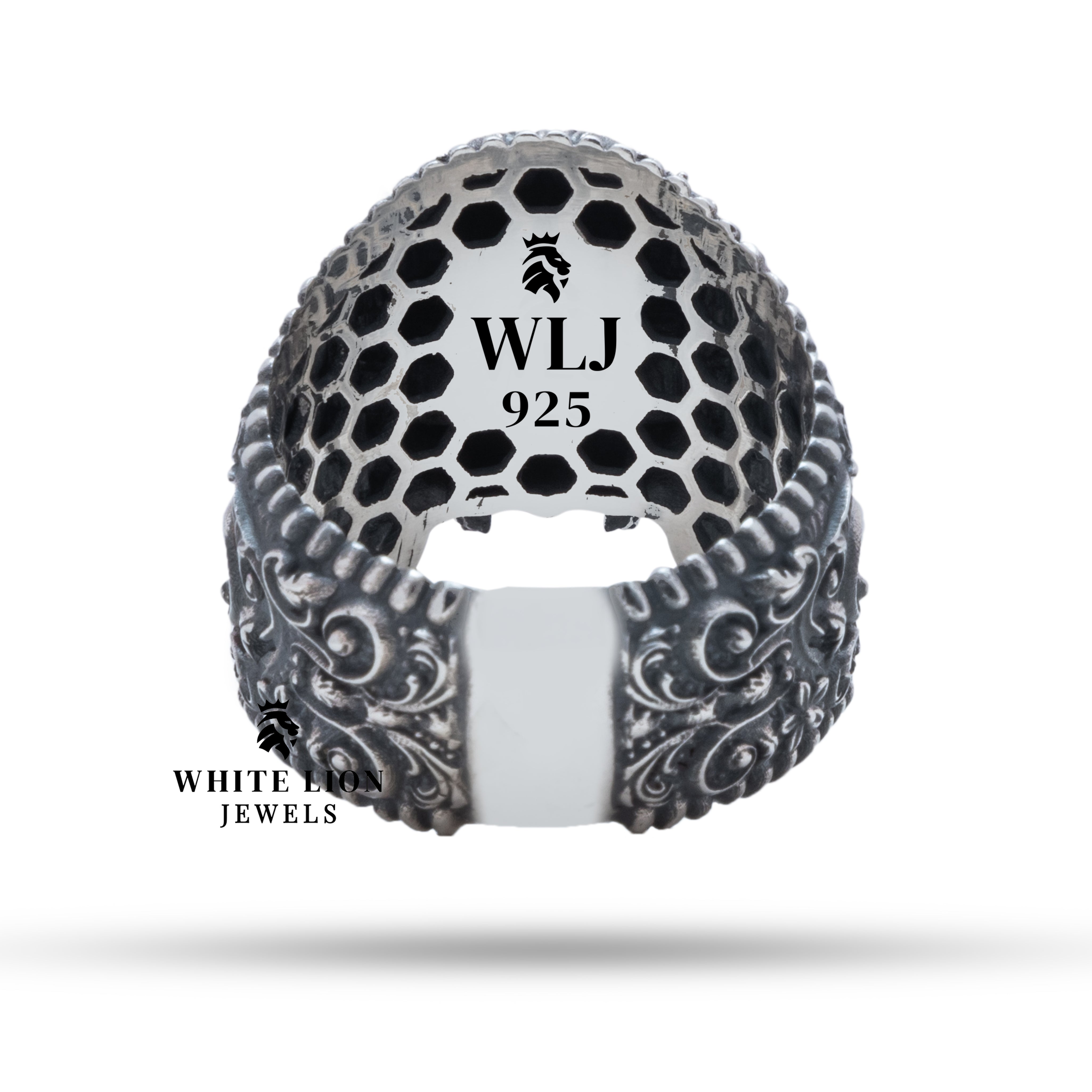 Sterling Silver Ring by White Lion Jewels, sugar skull motif, perfect for fashion-forward wear