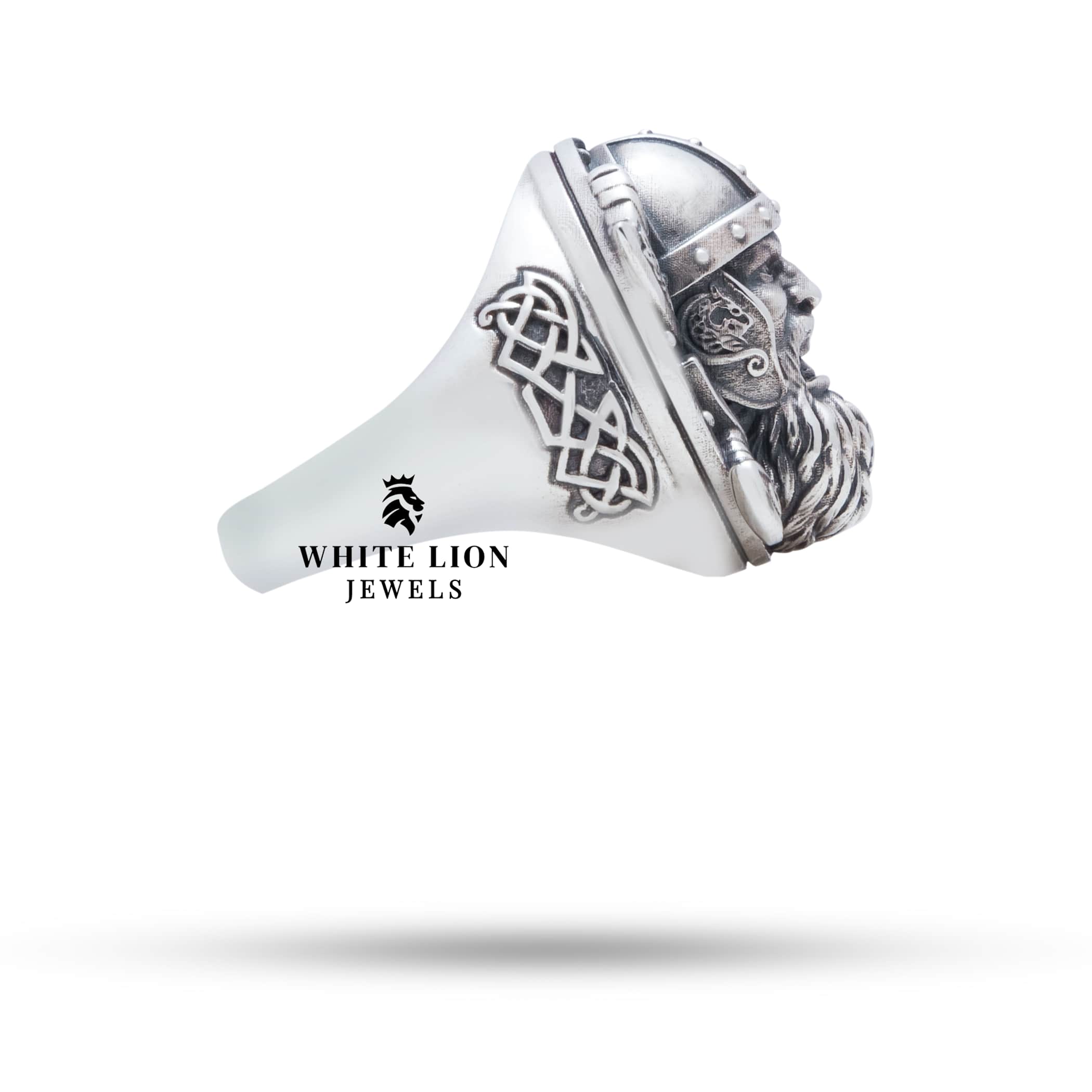 Side view of Vikings 925 Sterling Silver Ring highlighting intricate circle shape and design