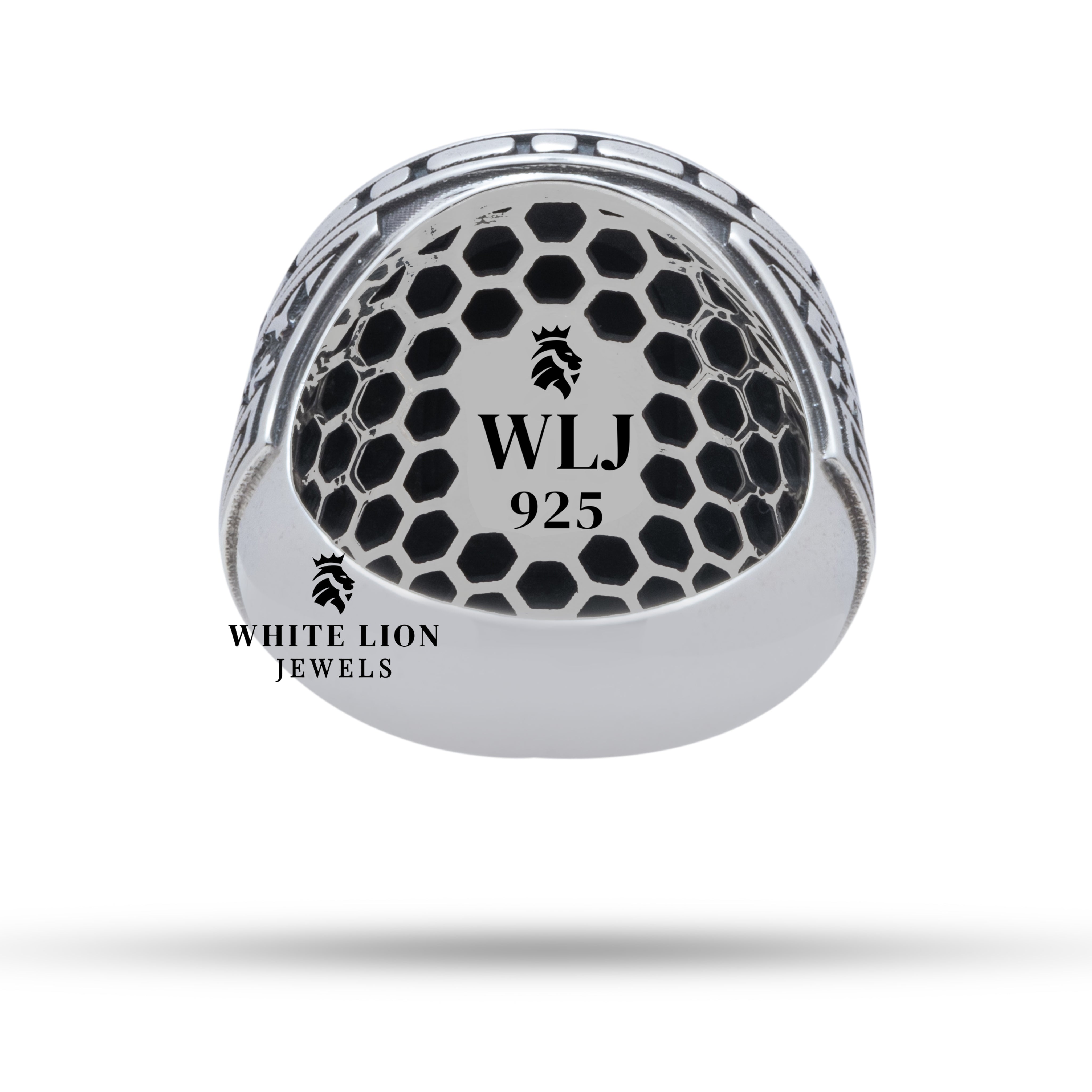 Star Wars Mandalorian Sterling Silver Ring in elegant White Lion Jewels box