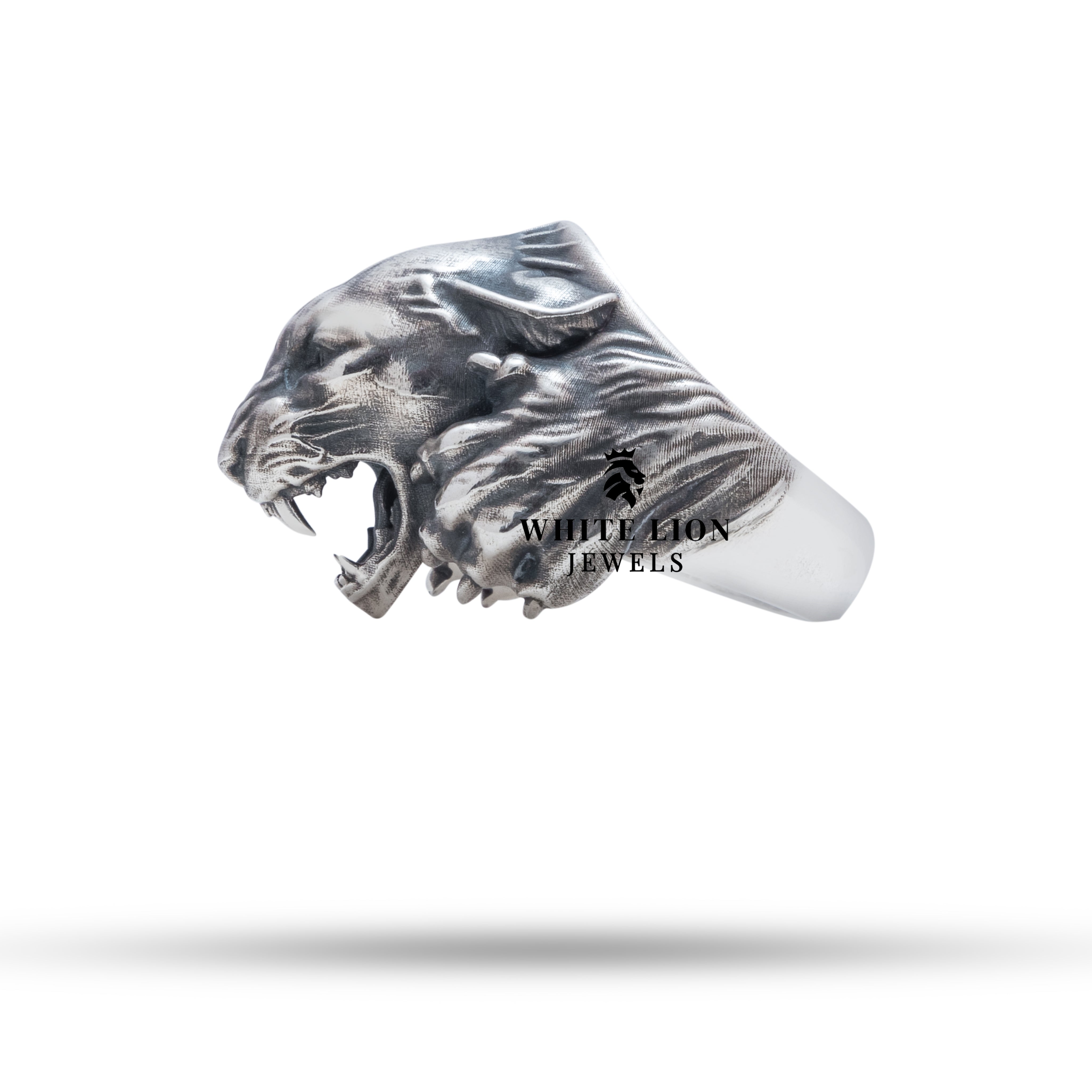 Stylish Wild Panther sterling silver ring with bold design