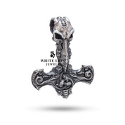 Detailed view of Odin Hammer 925 Sterling Silver Pendant showing intricate design and craftsmanship from White Lion Jewels.