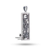 Oxidized Silver Rectangular Pendant, 925 purity, handcrafted by White Lion Jewels