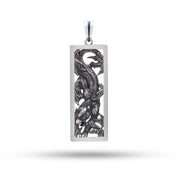Puma 925 Sterling Silver Pendant, oxidized finish, rectangular design, White Lion Jewels