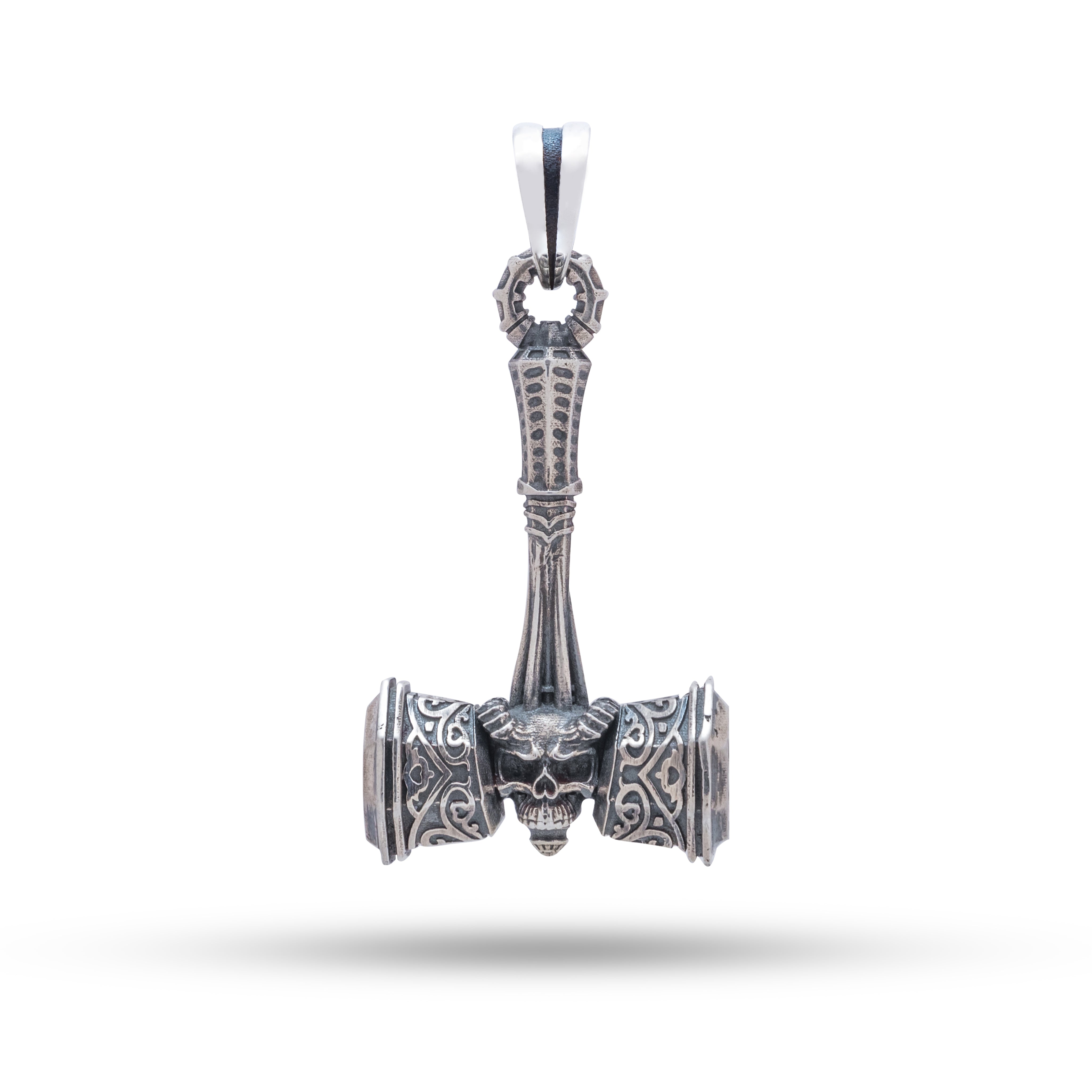 Sterling Silver Viking Hammer Pendant with Oxidized Finish suitable for casual and formal occasions.