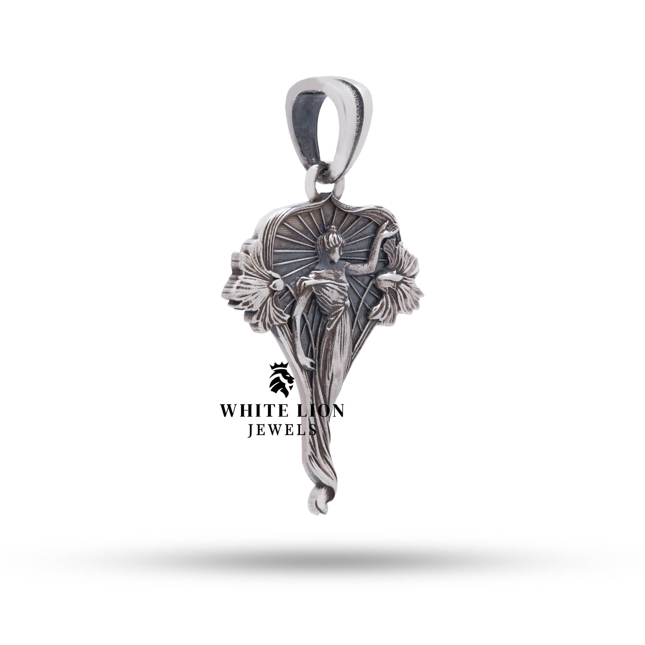 Delightful Angel Theme Pendant from White Lion Jewels in 925 Sterling Silver, featuring clear coating