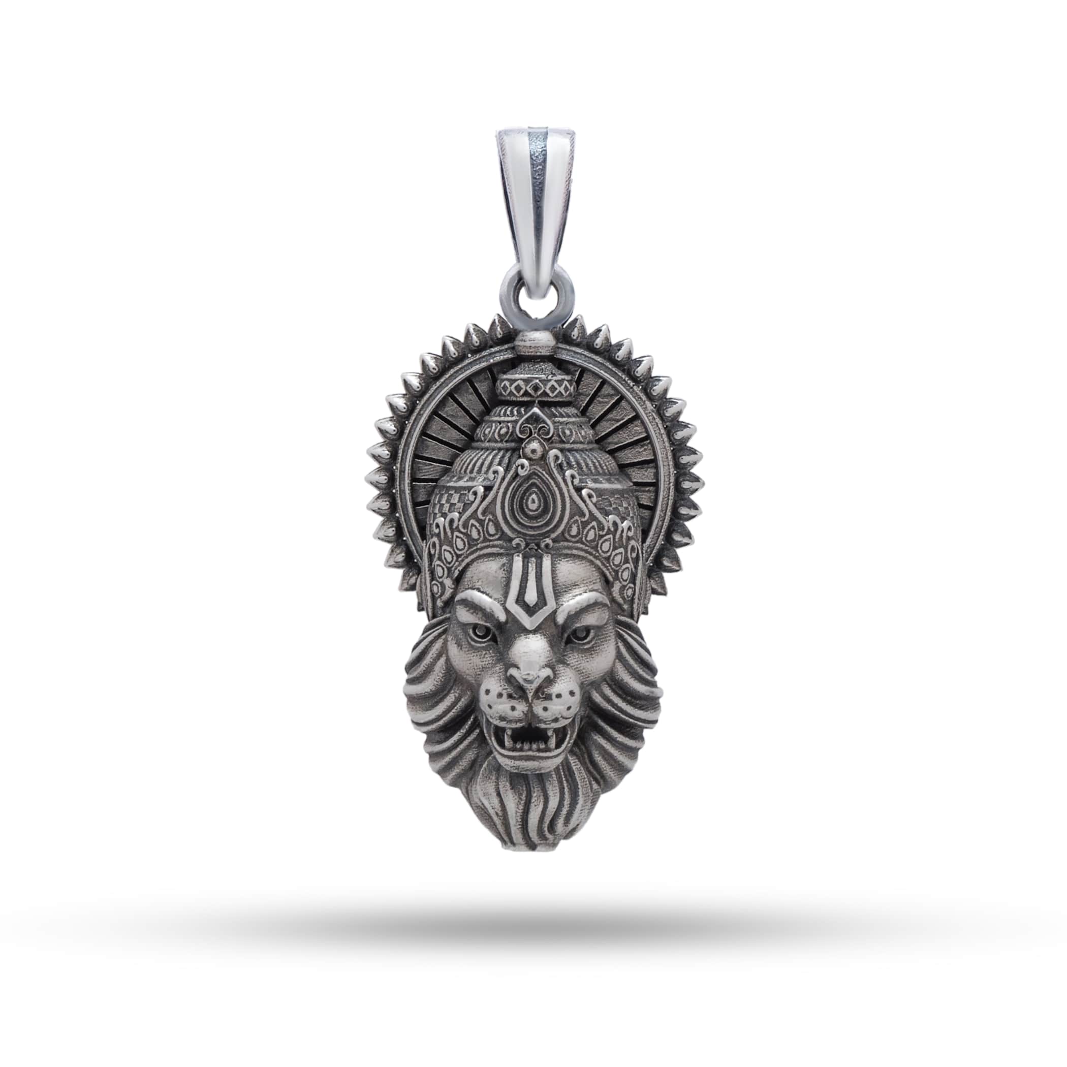 Narsimha 925 Sterling Silver Pendant in packaging, ready for gifting.