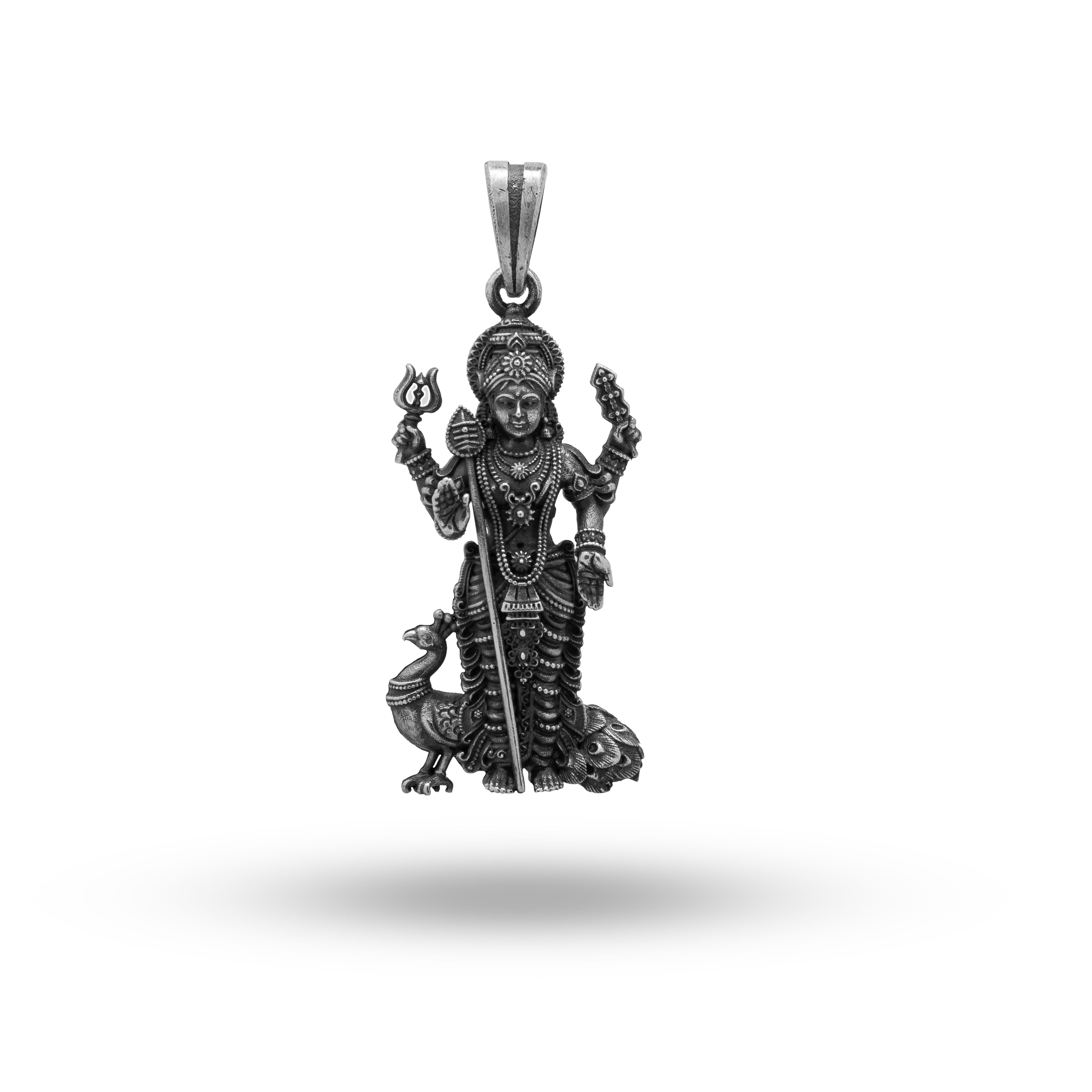 Lord Kartikeya Murugan God of War Victory Shiv Ganesha 925 Silver Pendant