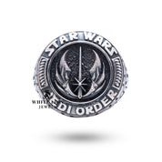 Close-up of the Master Jedi Sterling Silver Ring showcasing handcrafted details