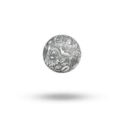 Front view of the Humming Bird Button Set in oxidized sterling silver, showcasing elegant design.