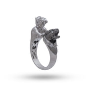 Lady Panther Two-Tone 925 Sterling Silver Ring with CZ stones, depicting elegance and craftsmanship in fine jewelry.