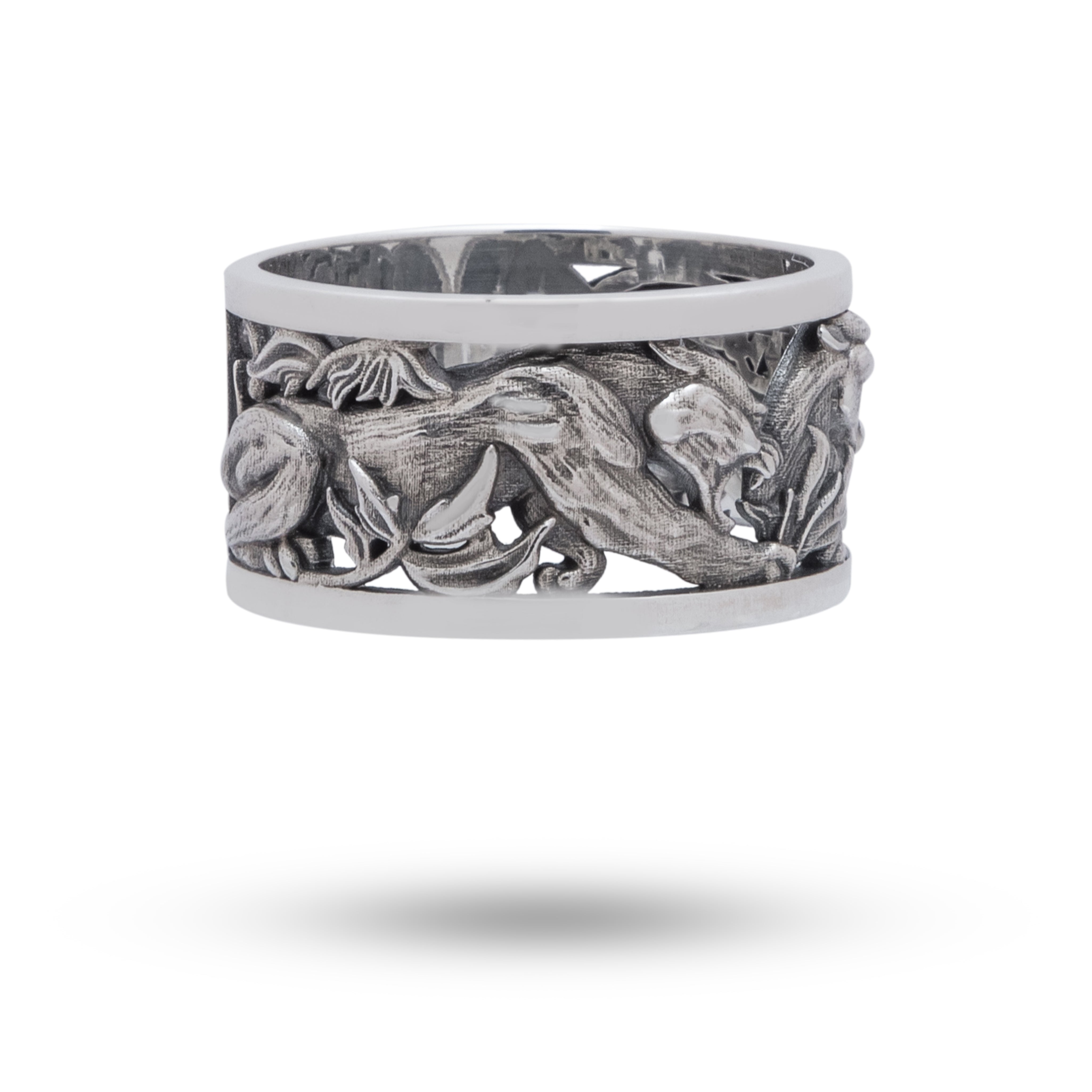 Luxury Puma 925 Sterling Silver Ring with Oxidized Finish