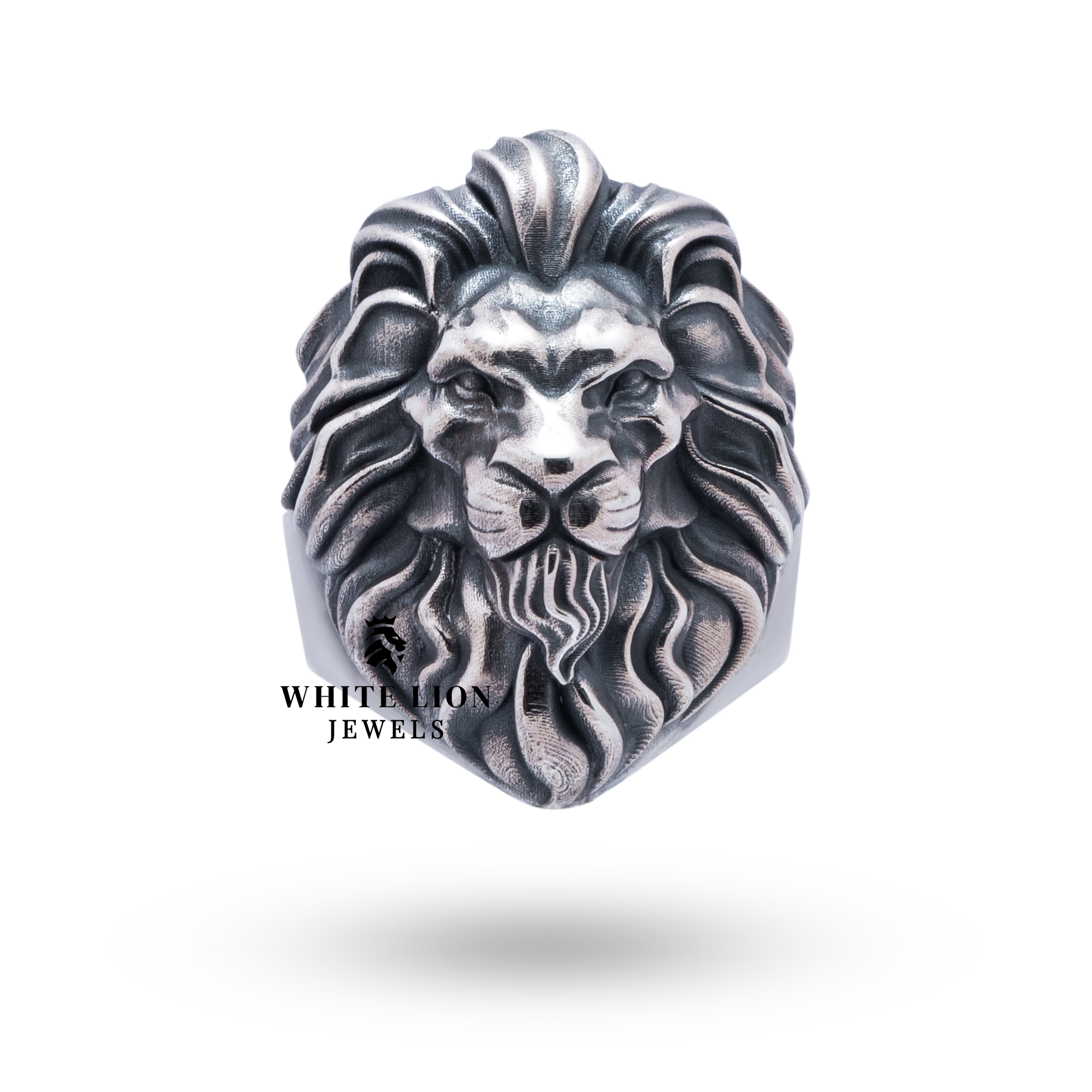 Side view of Classic Lion 925 Sterling Silver Ring highlighting artisanal design and craftsmanship.
