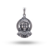 925 Sterling Silver Pendant featuring Lord Shree Rama design, handcrafted in oxidized silver finish.