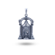 Angle view of Lord Tirupati Balaji 925 Sterling Silver Pendant - Intricate Design