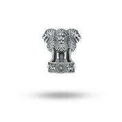 Front view of the Indian Emblem Ashok Stambh 925 Sterling Silver Brooch