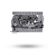 Side view detail of the artisan crafted Puma Two-Tone Silver Ring