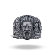 Oxidized Zeus Sterling Silver Ring - Elegant Mythological Jewelry
