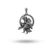 925 Sterling Silver Pendant of God Krishna Vishnu, oxidized finish.