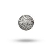Front view of Exquisite Parrot Bird Button Set in 925 Sterling Silver showcasing intricate design and oxidized finish.