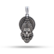 Front view of the Narsimha 925 Sterling Silver Pendant with oxidized finish.