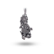 Sarangpur Hanuman Sterling Silver Pendant front view showcasing intricate design and oxidized silver finish