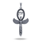 Front view of Isis Ankh 925 Sterling Silver Pendant with Egyptian Symbol and Oxidized Finish