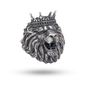 Lion King Crown Ring made of 925 Sterling Silver with oxidized finish, front view