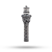 Front view of King Skull 925 sterling silver lighter, featuring intricate skull design.