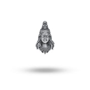 Front view of Dhyani Shiva Multipurpose Brooch in 925 sterling silver with oxidized finish.