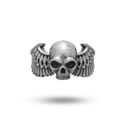 Half Jaw Gothic Skull wings 925 Sterling Silver Ring