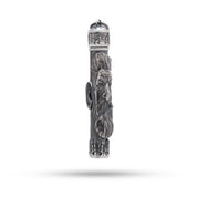 Side view of the Hunter 925 Sterling Silver Lighter showcasing its intricate oxidized silver design.