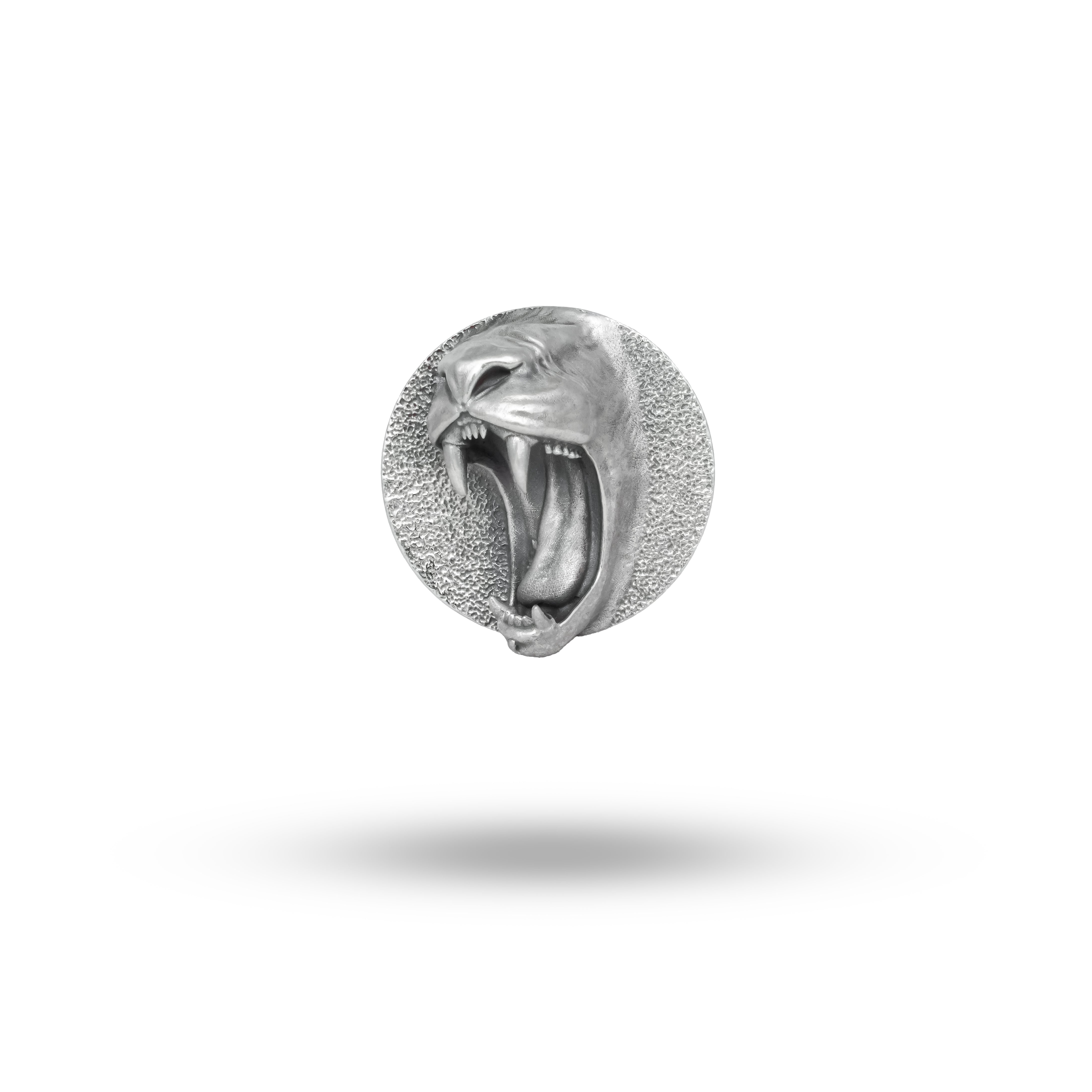 Luxurious Lion Mouth Tooth Button Set | 925 Sterling Silver – White ...