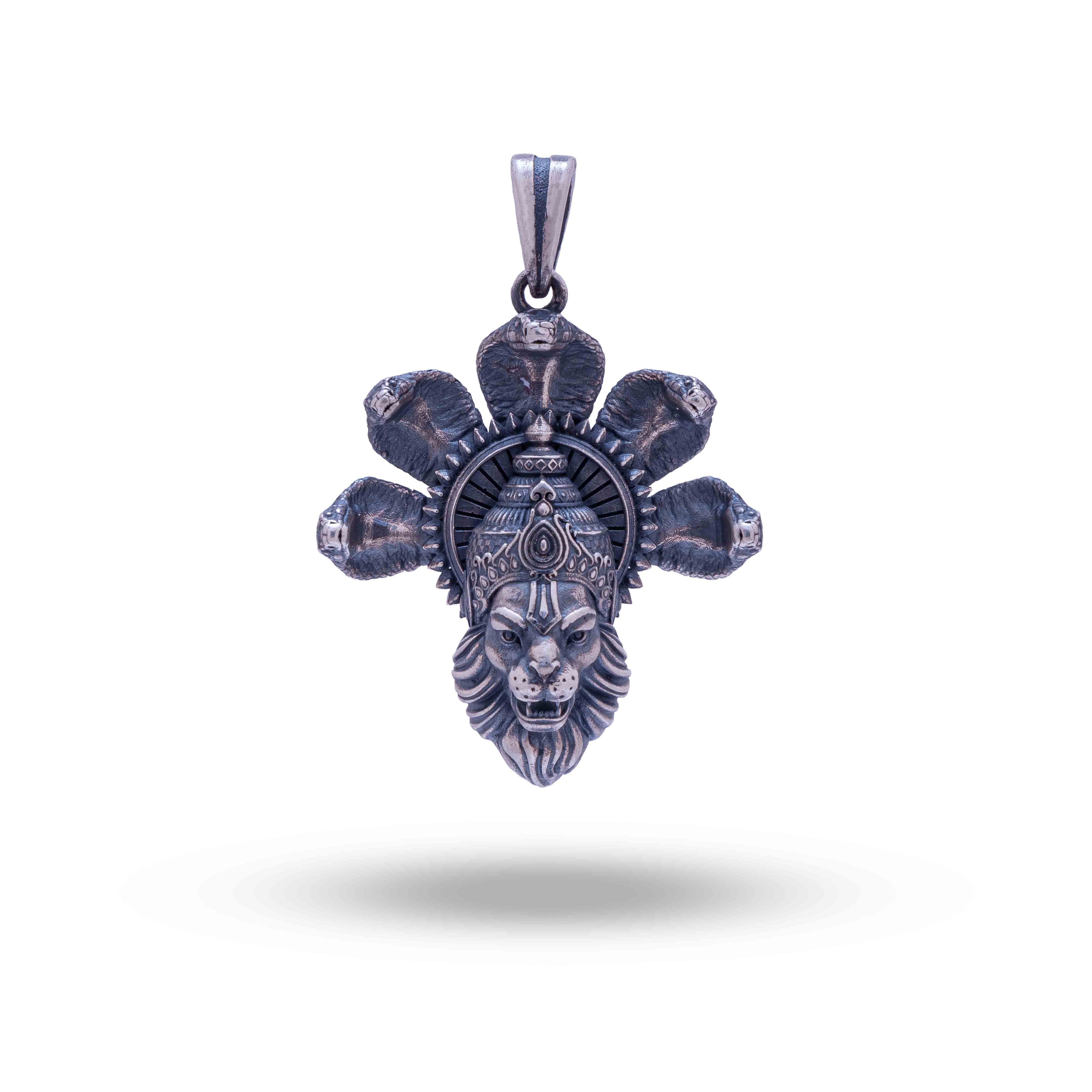 God Narsimha Cobra Vishnu Avatar 925 Sterling Silver Pendant
